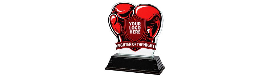 **SPECIAL BUY** CLICK AND GO CUSTOM BOXING GLOVE TROPHY - 16CM - 20CM - AVAILABLE IN 4 COLOURS
